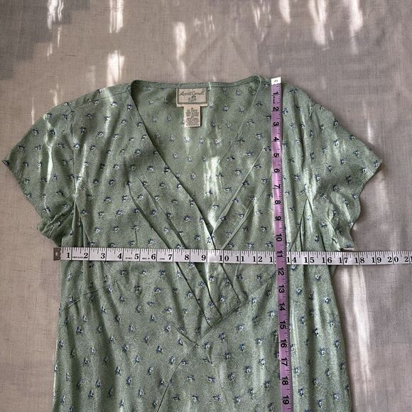 VTG April Cornell Green Floral Midi Dress Flutter Sleeve M Cottagecore Prairie - Picture 11 of 12